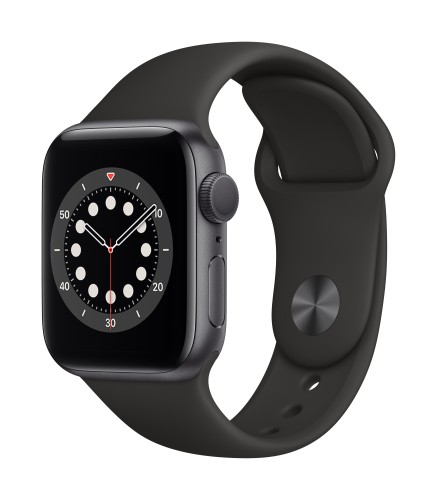 Apple Watch Series 6 GPS, 40mm Space Gray Aluminium Case with Black Sport Band - Regular