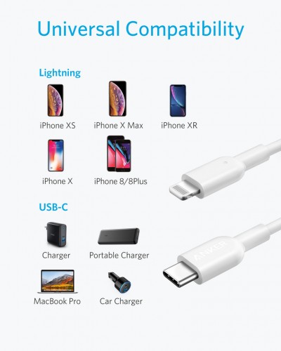 Anker TYPE C TO MFI LIGHTNING CABLE (3FT/0.9 MTS)