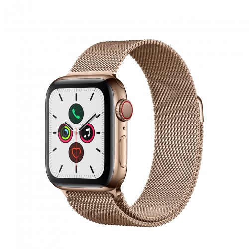 Apple Watch Series 5 GPS + Cellular 40mm Gold Stainless Steel Case with Gold Milanese Loop