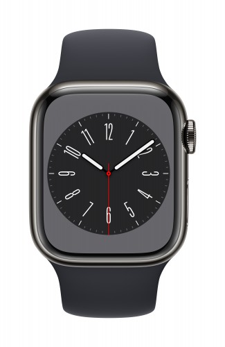 Apple Watch Series 8 GPS + Cellular Graphite Stainless Steel Case with Midnight Sport Band - Regular