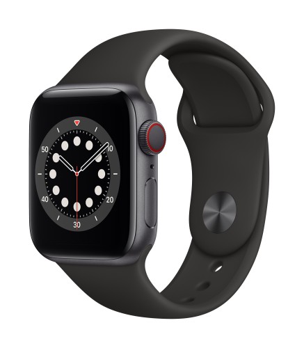 Apple Watch Series 6 GPS + Cellular, 40mm Space Gray Aluminium Case with Black Sport Band - Regular | Unicorn Store