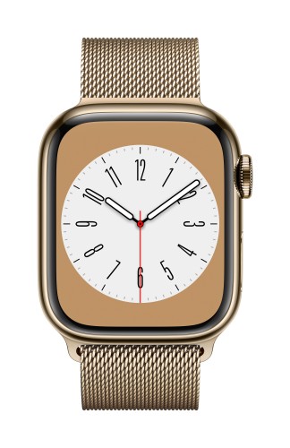 Apple Watch Series 8 GPS + Cellular Gold Stainless Steel Case with Gold Milanese Loop