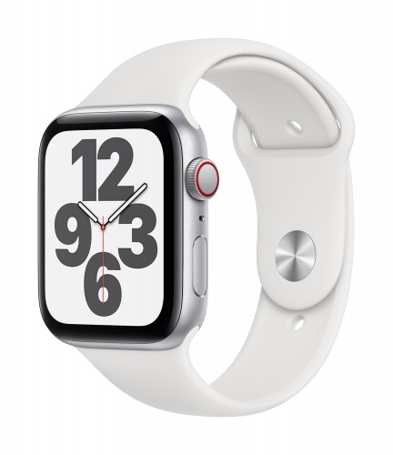Apple Watch SE GPS + Cellular, 44mm Silver Aluminium Case with White Sport Band - Regular | Unicorn Store