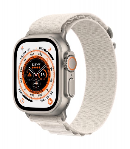 Apple Watch Ultra GPS + Cellular, 49mm Titanium Case with Starlight Alpine Loop - Small | Unicorn Store