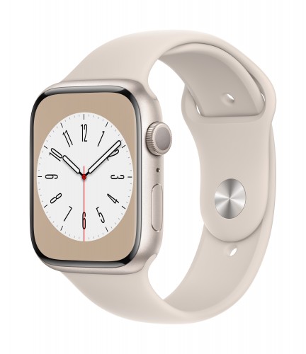 Apple Watch Series 8 GPS 45mm Starlight Aluminium Case with Starlight Sport Band - Regular | Unicorn Store