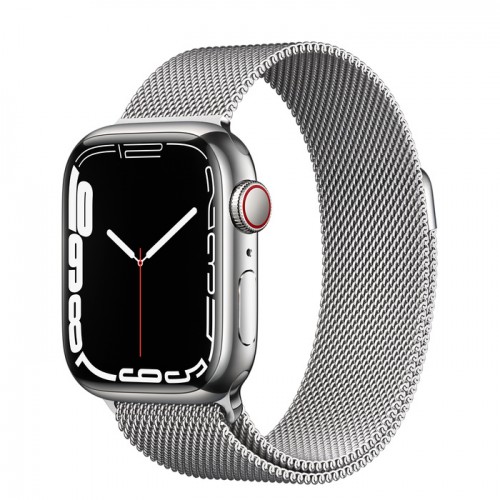 Apple Watch Series 7 GPS + Cellular, 41mm Silver Stainless Steel Case with Silver Milanese Loop