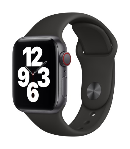Apple Watch SE GPS + Cellular, 40mm Space Gray Aluminium Case with Black Sport Band - Regular | Unicorn Store