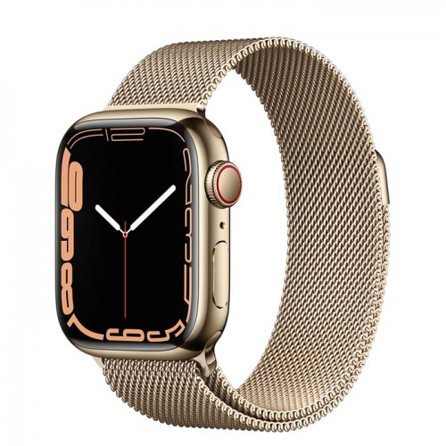 Apple Watch Series 7 GPS + Cellular, 41mm Gold Stainless Steel Case with Gold Milanese Loop