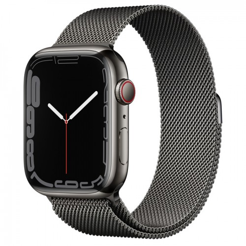 Apple Watch Series 7 GPS + Cellular, 41mm Graphite Stainless Steel Case with Graphite Milanese Loop