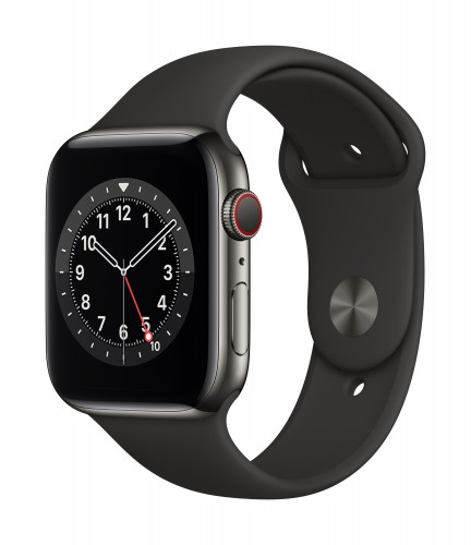 Apple Watch Series 6 GPS + Cellular, 40mm Graphite Stainless Steel Case with Black Sport Band - Regular | Unicorn Store
