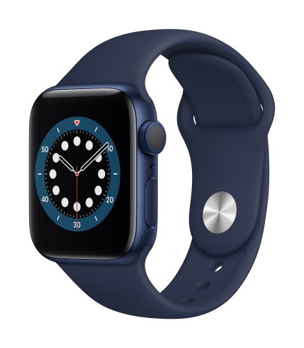 Apple Watch Series 6 GPS, 40mm Blue Aluminium Case with Deep Navy Sport Band - Regular | Unicorn Store