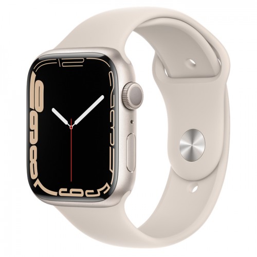 Apple Watch Series 7 GPS, 45mm Starlight Aluminium Case with Starlight Sport Band - Regular