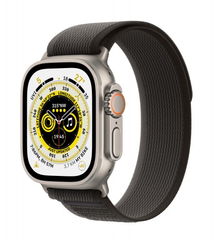 Apple Watch Ultra GPS + Cellular, 49mm Titanium Case with Black/Gray Trail Loop - S/M | Unicorn Store
