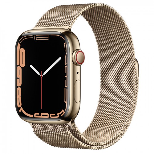 Apple Watch Series 7 GPS + Cellular, 41mm Gold Stainless Steel Case with Gold Milanese Loop