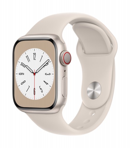 Apple Watch Series 8 GPS + Cellular 41mm Starlight Aluminium Case with Starlight Sport Band - Regular | Unicorn Store