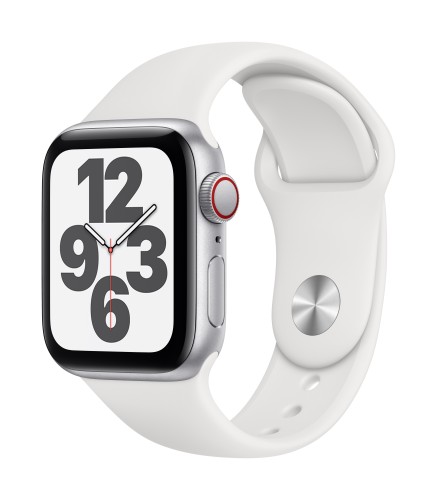 Apple Watch SE GPS + Cellular, 44mm Silver Aluminium Case with White Sport Band - Regular | Unicorn Store